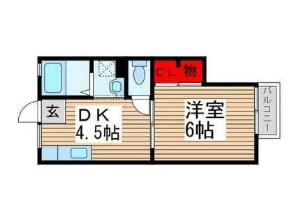 ベルコーポ8(1DK/2階)の間取り写真