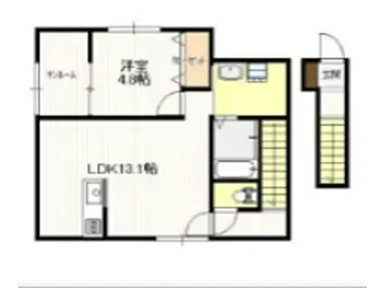 門前1丁目アパート(1LDK/2階)の間取り写真
