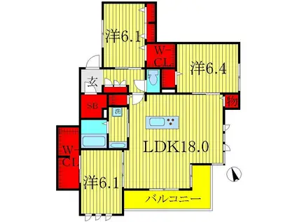 J.D.SHINEALL(3LDK/2階)の間取り写真
