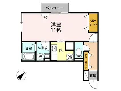 リビングタウン塩冶 A棟(ワンルーム/2階)の間取り写真