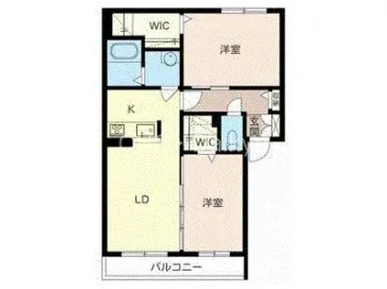 アトレッテジーロ(2LDK/2階)の間取り写真