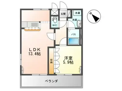 ルインズヒル(1LDK/2階)の間取り写真