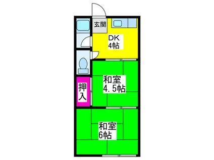 三国ヶ丘ハイツB棟(2DK/2階)の間取り写真