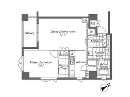 オーパスレジデンス恵比寿(1LDK/3階)の間取り写真
