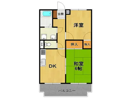 荻野MGレヂデンス2(2DK/2階)の間取り写真