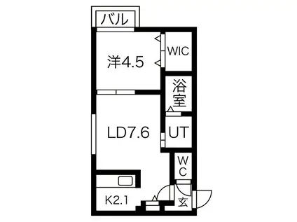 WIND HILLS(1LDK/4階)の間取り写真