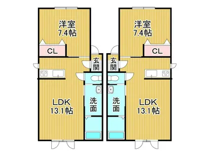 レジデンスやまと 参号館(1LDK/2階)の間取り写真