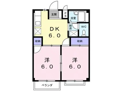 アーバン スナガ S(2DK/2階)の間取り写真