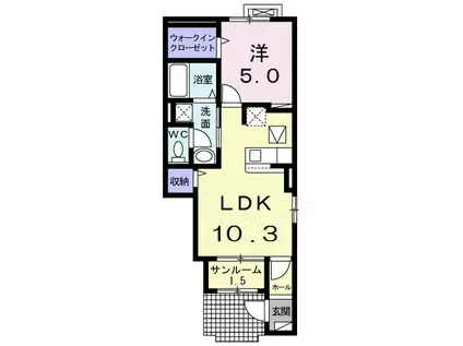 ミラノVI A(1LDK/1階)の間取り写真