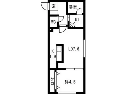 ハイヒルズ(1LDK/2階)の間取り写真