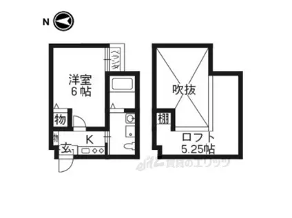 ロフティ大北小路(1K/2階)の間取り写真