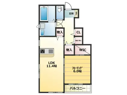 ル・シエル(1LDK/1階)の間取り写真