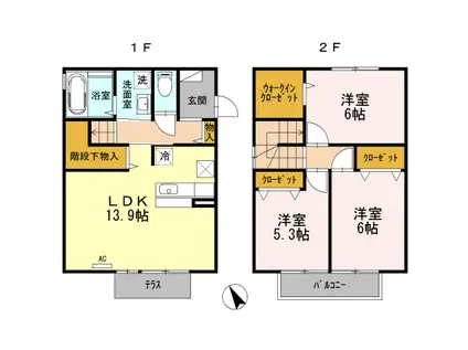 ファミーユ(3LDK/2階)の間取り写真