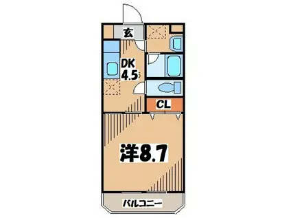 ペルルM希望が丘(1DK/2階)の間取り写真