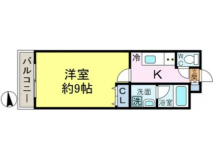 ランドスケイプアーバンストリート(1K/8階)の間取り写真