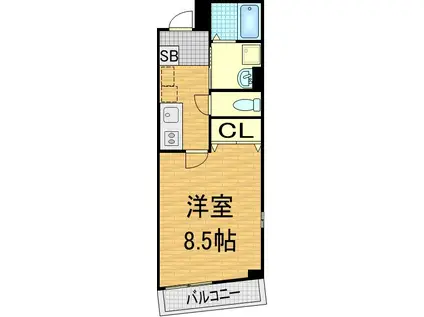 CASA京大前(1K/3階)の間取り写真