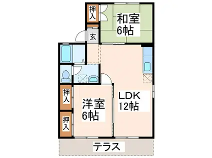 エスボワール(2LDK/1階)の間取り写真