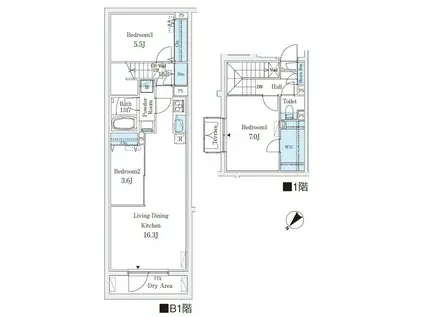 CREATIF学芸大学(3LDK/1階)の間取り写真