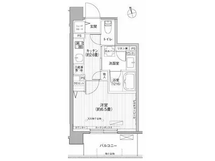 CIELLE自由が丘(1K/2階)の間取り写真