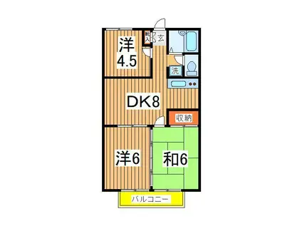 サンライフ柏B(3DK/2階)の間取り写真