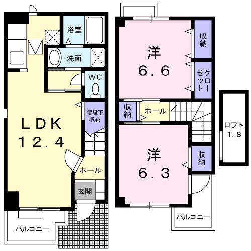 ヴェネット楠(2LDK/1階)の間取り写真
