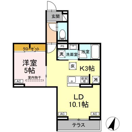 セレスティア中央 II(1LDK/1階)の間取り写真