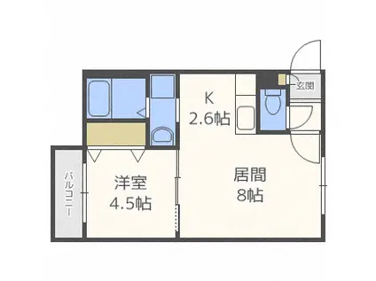 クリビア二十四軒(1LDK/1階)の間取り写真