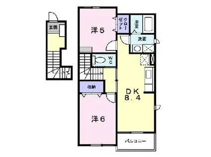 トゥインクルIII(2DK/2階)の間取り写真