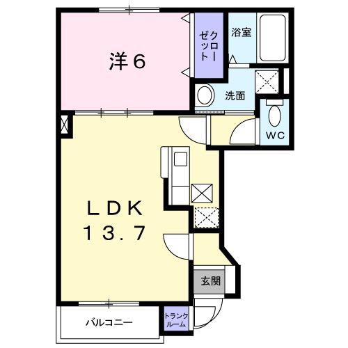サンクリオージュ弐番館(1LDK/1階)の間取り写真