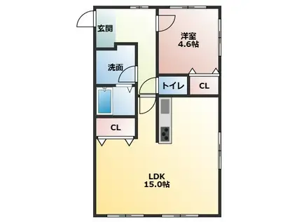 エクシブIII(1LDK/2階)の間取り写真
