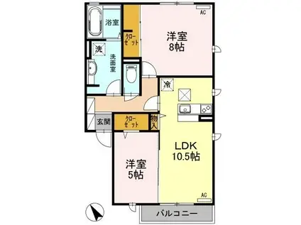 GLANZHAUS(2LDK/2階)の間取り写真