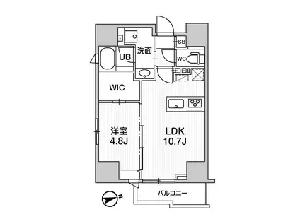 シーズンフラッツ蔵前パークフロント(1LDK/2階)の間取り写真