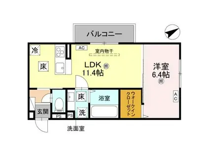 D-REGALO江守中(1LDK/1階)の間取り写真