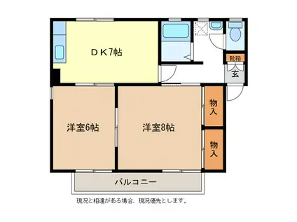 サンライト南堀(2DK/2階)の間取り写真