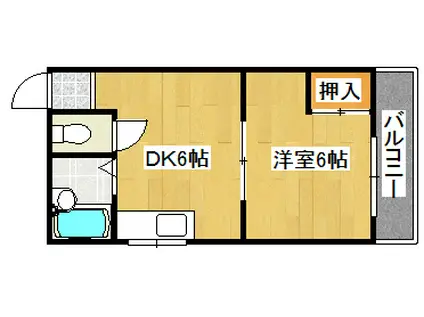 コーポ平野上町(1DK/3階)の間取り写真