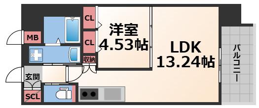 プレジオ永和ASIAN(1LDK/13階)の間取り写真
