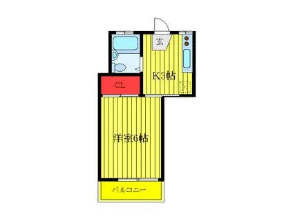 コゴシハイツ(1K/1階)の間取り写真
