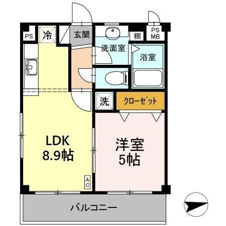 トマトハウスI(1LDK/3階)の間取り写真