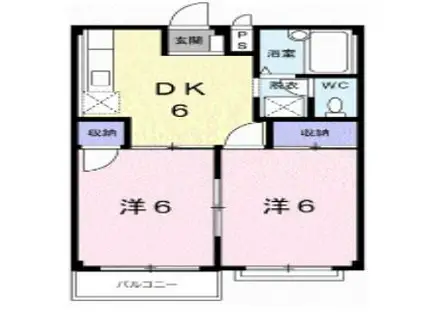 シティーハイツEI(2DK/2階)の間取り写真