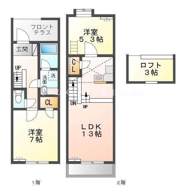 セザンヌ川田2(2LDK/1階)の間取り写真