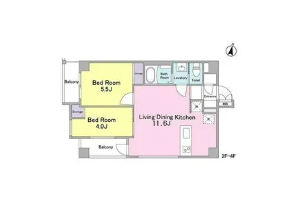 グラース洗足池(2LDK/3階)の間取り写真