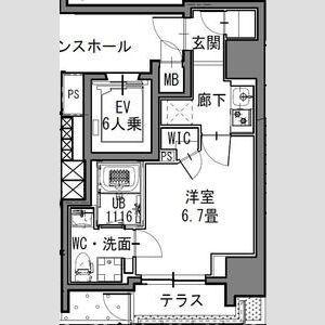 S-RESIDENCE新御徒町イースト(1K/1階)の間取り写真