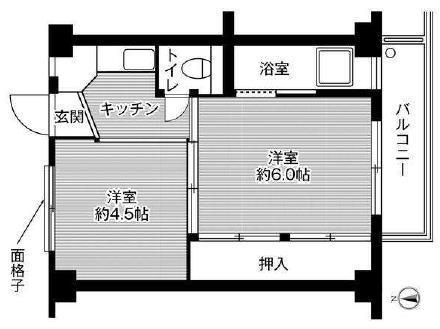 ビレッジハウス仁井田3号棟(2K/4階)の間取り写真
