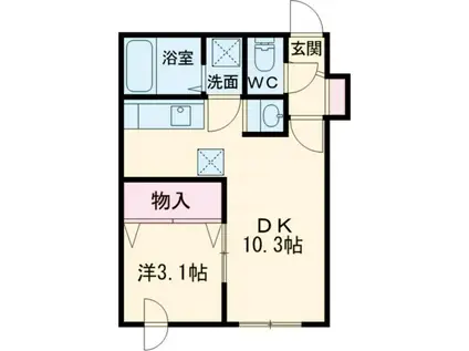 リバティ東郊(1DK/3階)の間取り写真