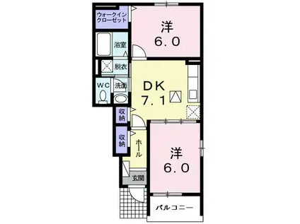 マティヴィレッジ IIA(2DK/1階)の間取り写真