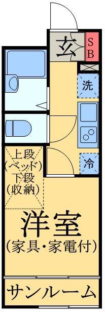 LPフォレスト小倉(1K/1階)の間取り写真