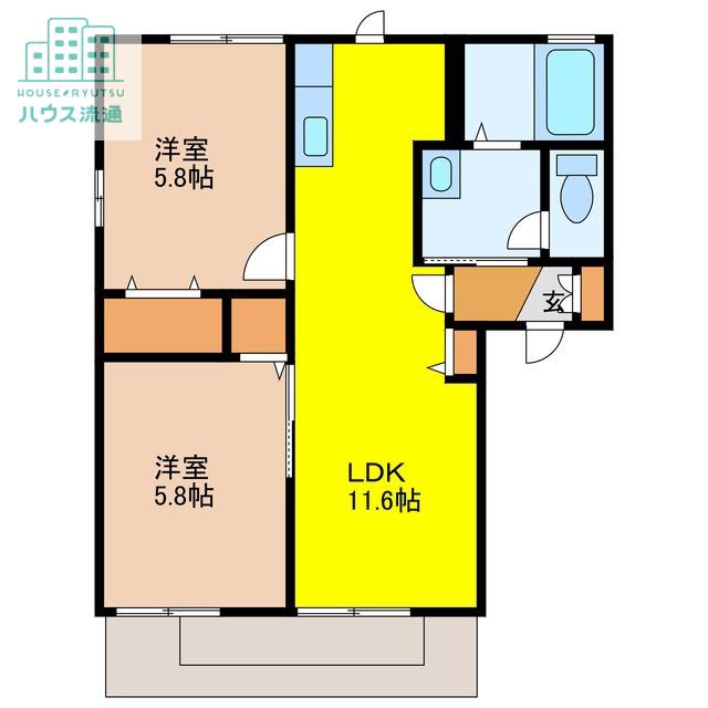 ルミエール アベニールルミエール(2LDK/1階)の間取り写真