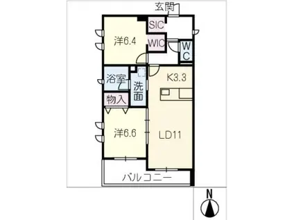 ラコンテ古径(2LDK/2階)の間取り写真