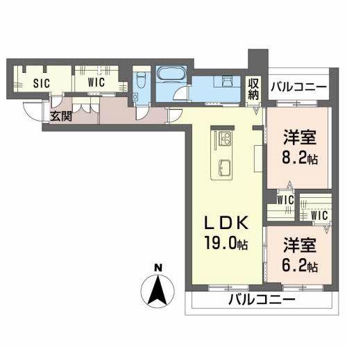 ノワール ヴィスタ(2LDK/2階)の間取り写真