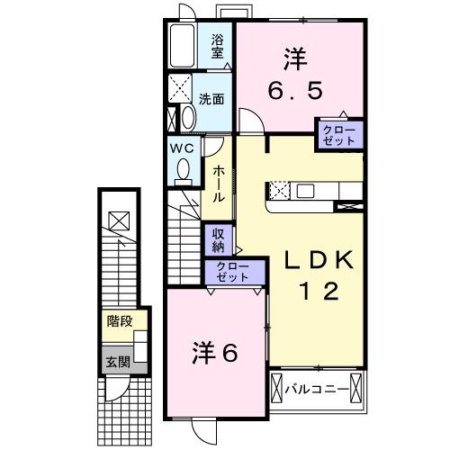 ルミエール II(2LDK/2階)の間取り写真